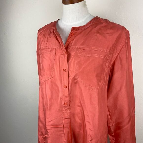 Sundance Nevaya Silk Long-Sleeve Blouse - Burnt Orange - Picture 3 of 7